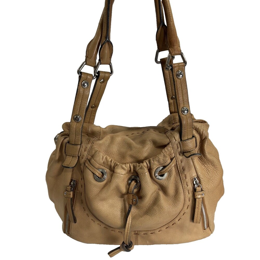 b. makowsky Tan Leather Shoulder Bag